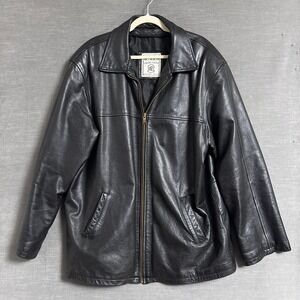 Vintage Wilda Leather Jacket 2XL Black Bomber Grunge 90s Retro HEAVY Coat USA